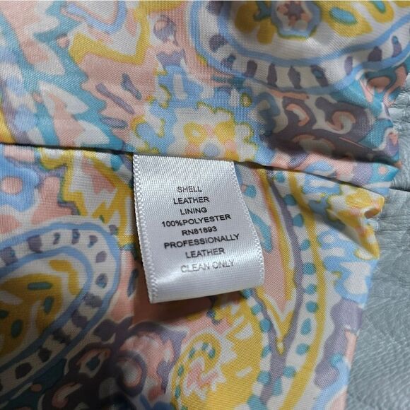 DENIM & CO (D & CO) Light Blue Leather Jacket - Size Medium - Picture 6 of 6